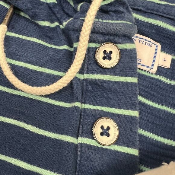 Southern Tide Sweatshirt Mens Large Blue Striped Pullover Drawstring Fishing - Picture 7 of 11